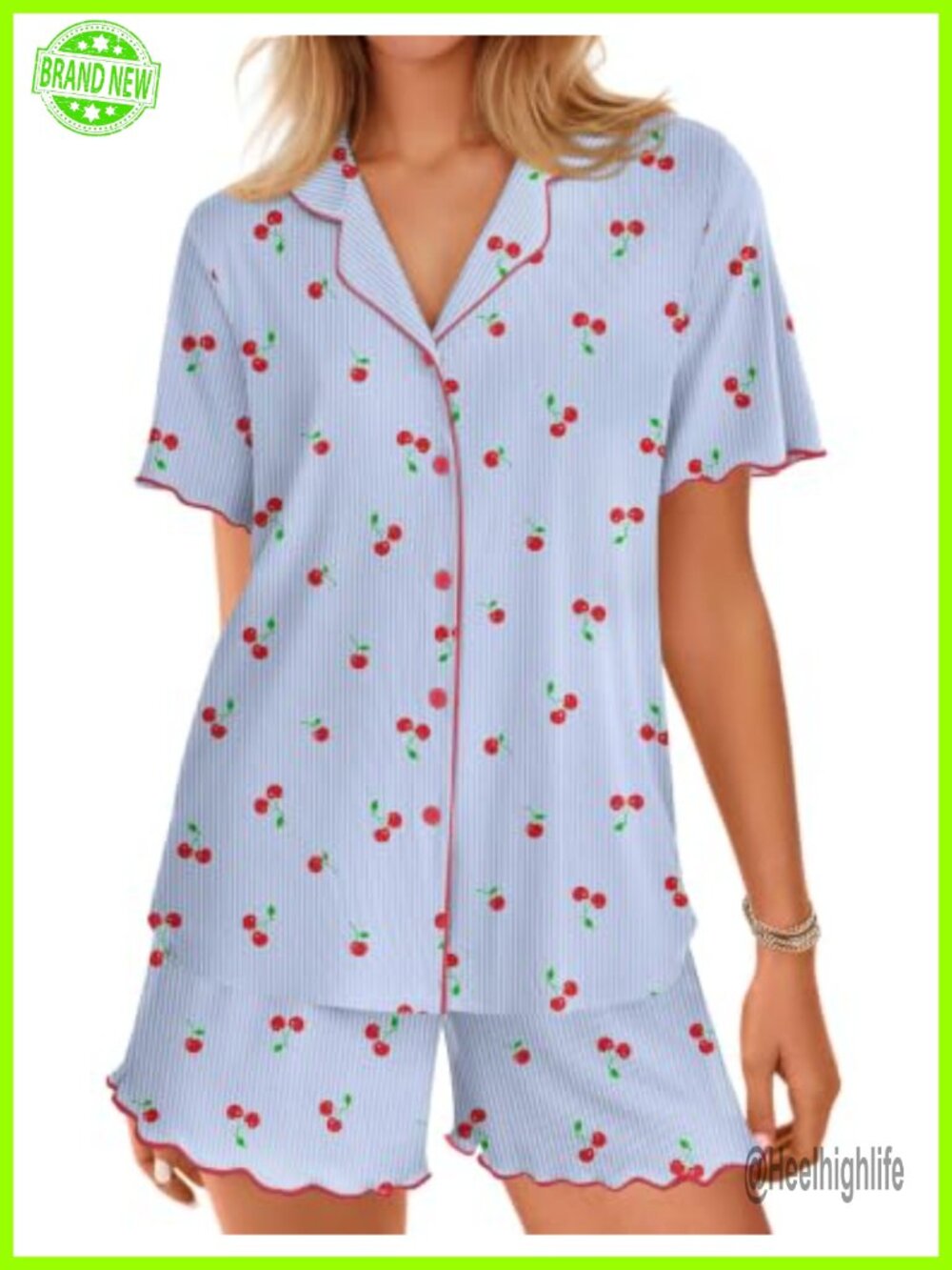 Ribbed Knit Button Up Pajama Set Short Sleeve Shorts Lounge
